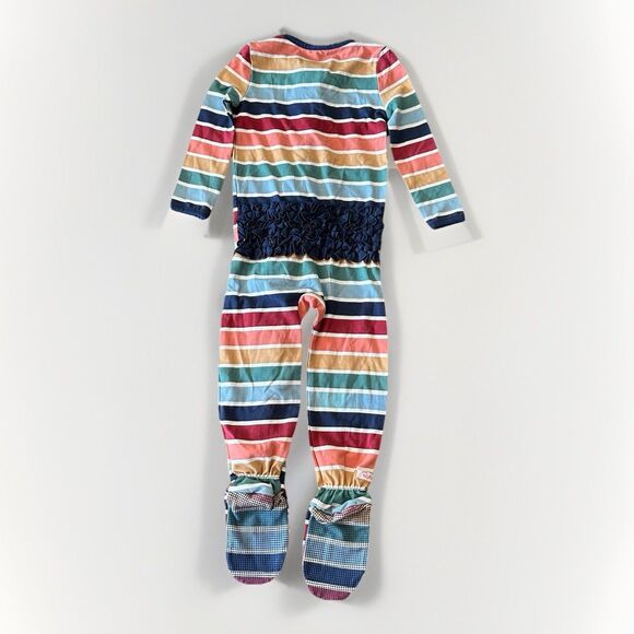 EWG Monogram Ruffle Butts Size 18-24 Month Striped Footie Pajama One Piece - Picture 3 of 6